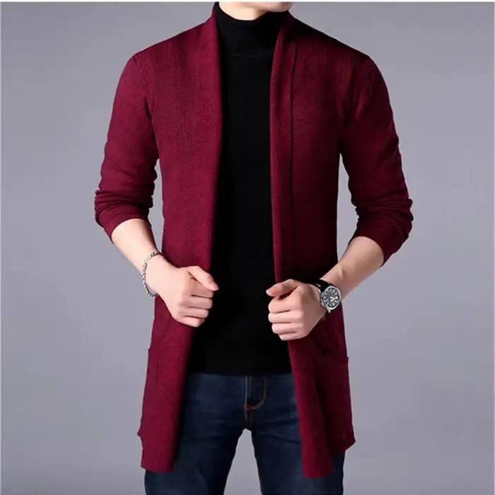 Cardigan long en tricot pour homme 2026