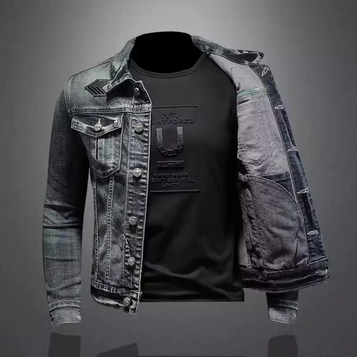 Veste en jean vintage pour hommes, style américain décontracté, coupe cintrée, vestes pour printemps et automne, occassions spéciales et voyages