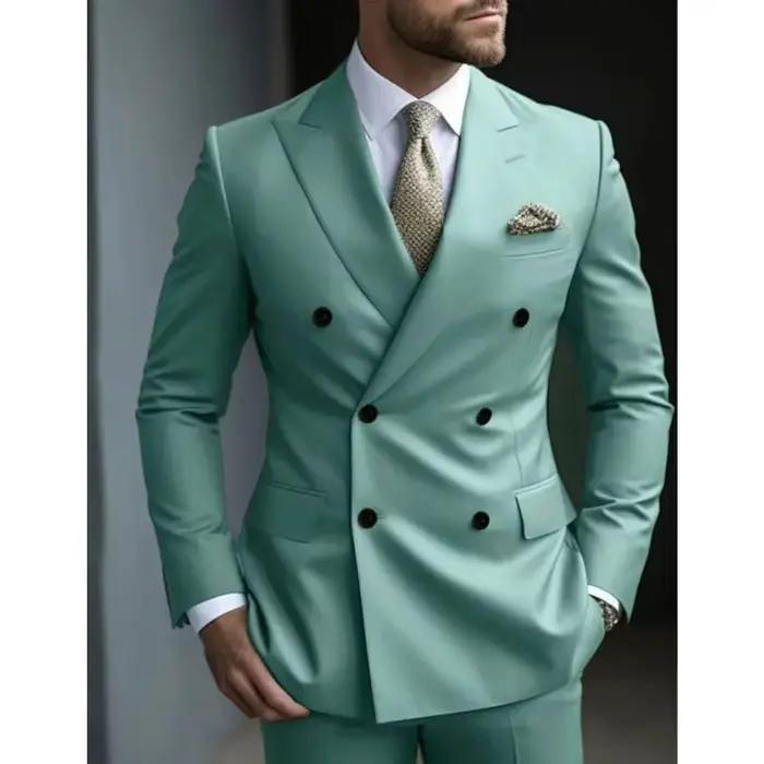 Costumes pour hommes à Double boutonnage vert menthe