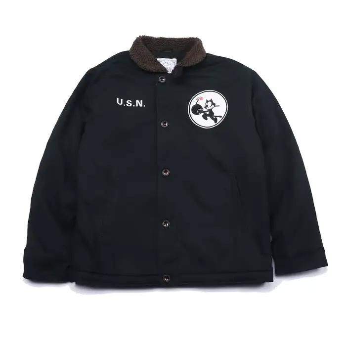N1 USN épais hiver hommes Sherpa polaire pont veste avec VF-3 Felix brodé Patch Parka manteau