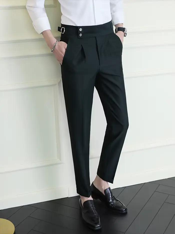 Pantalon de costume homme italien haute qualité, coupe cintrée, décontracté et élégant pour bureau et mariages sociaux
