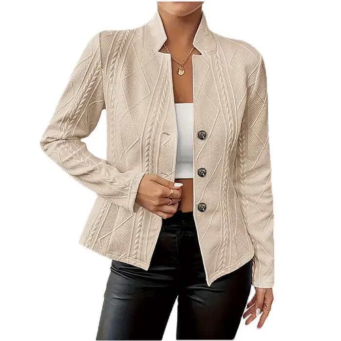 Blazer court boutonné à motifs