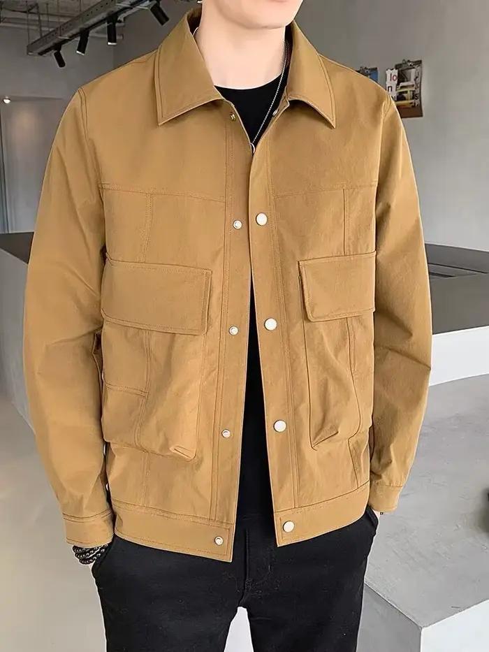 Veste rétro à revers pour hommes, coupe cintrée, décontractée, tendance
