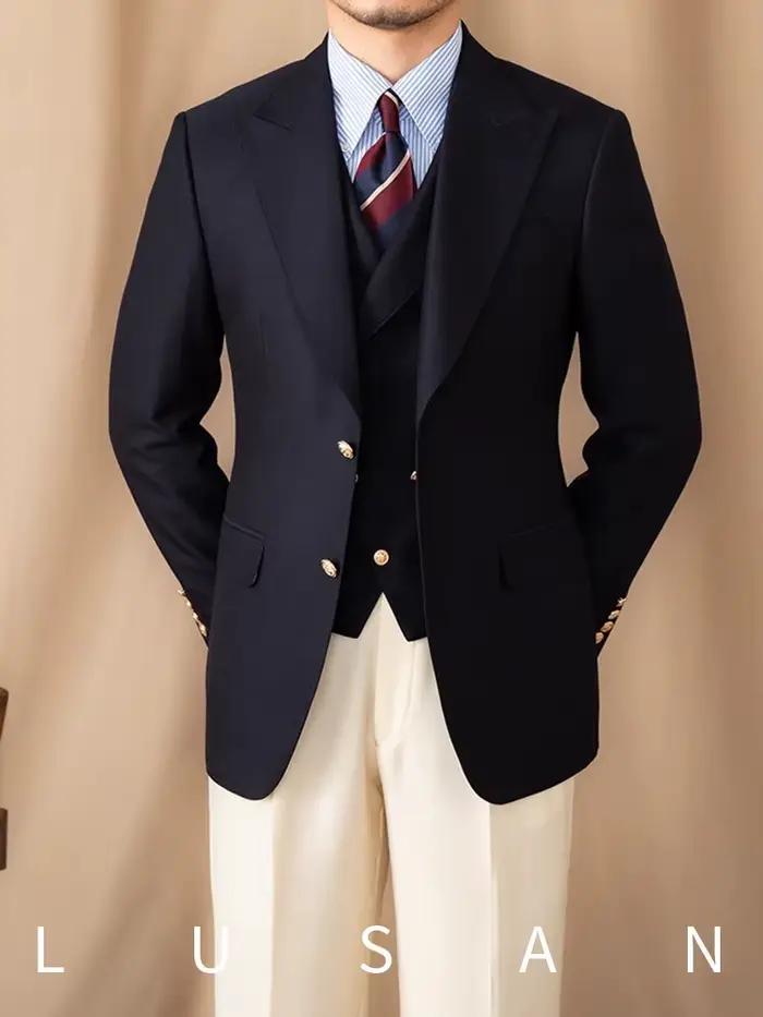 Blazer rétro italien élégant pour hommes, veste de costume décontractée, coupe slim, vêtements d'affaires tendance pour banquets et événements spéciaux