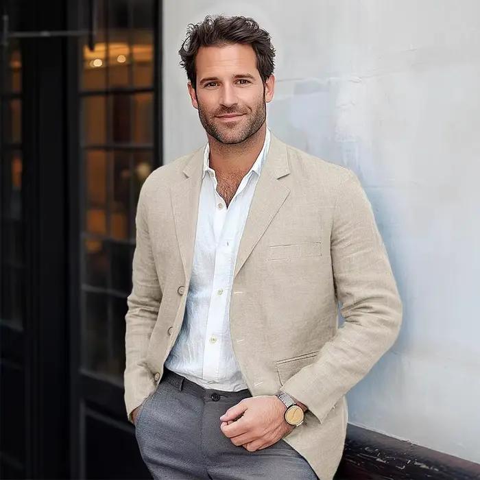 2025 nouvelle veste de costume pour hommes européens décontracté couleur unie