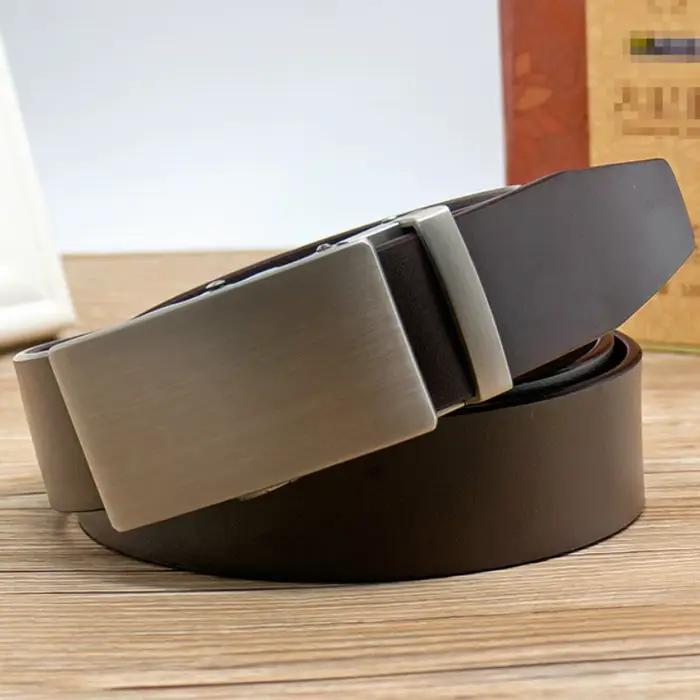 Ceinture en cuir véritable homme ceinture à boucle automatique sans trous pour tenues formelles et occasions spéciales