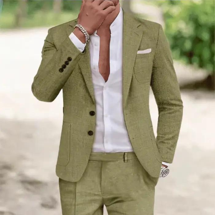 Costume décontracté Beige de Style britannique pour hommes