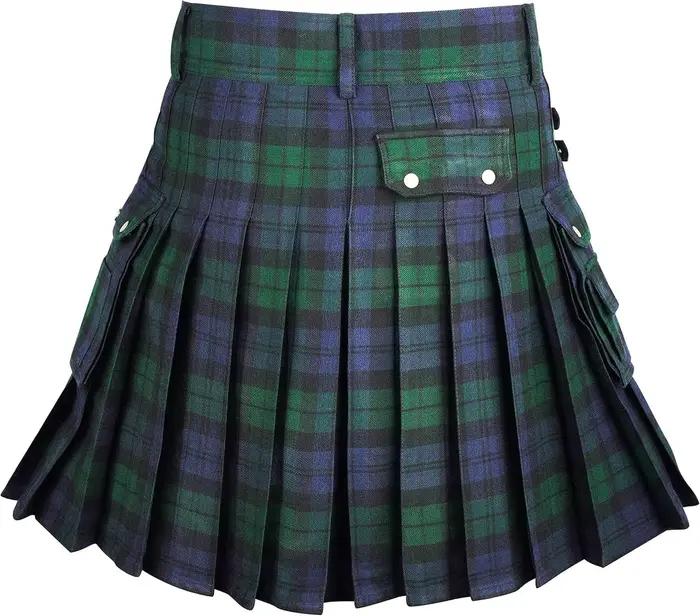 Kilt utilitaire tartan pour hommes avec grandes poches cargo pour cosplay pirate festival et occasions spéciales