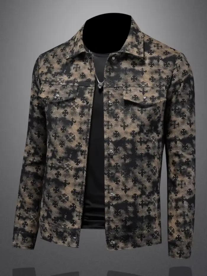 Veste Jacquard à col cranté pour hommes