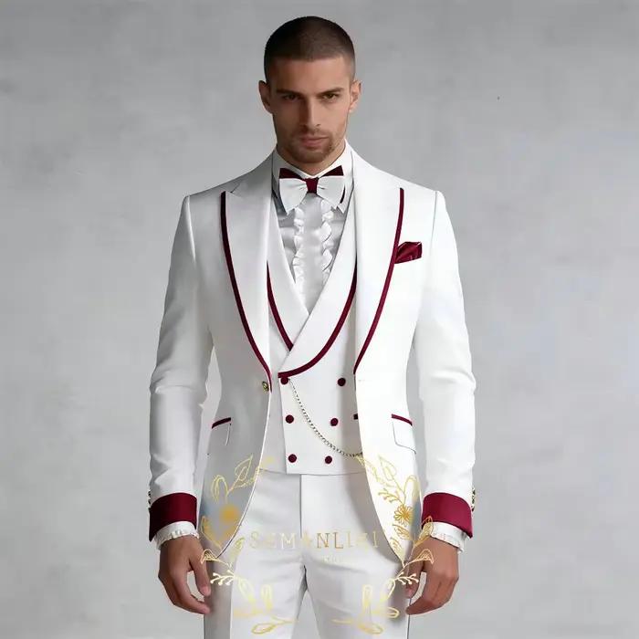 Costumes blancs sur mesure de luxe pour hommes
