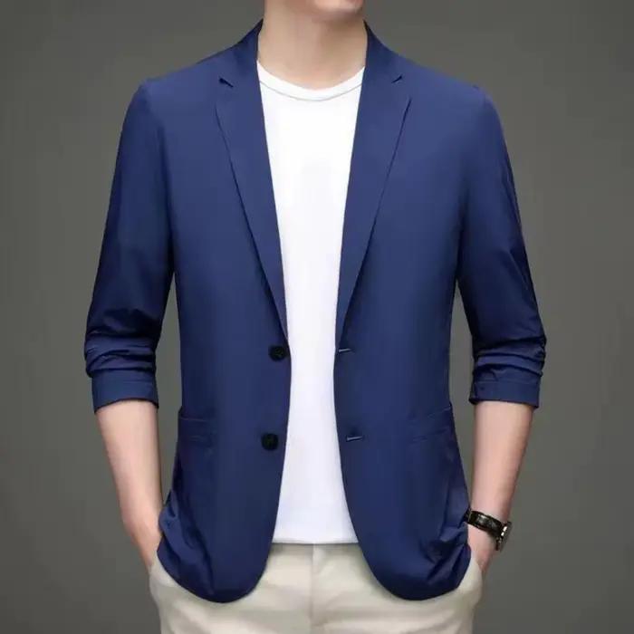 Manteau de costume à revers de couleur unie