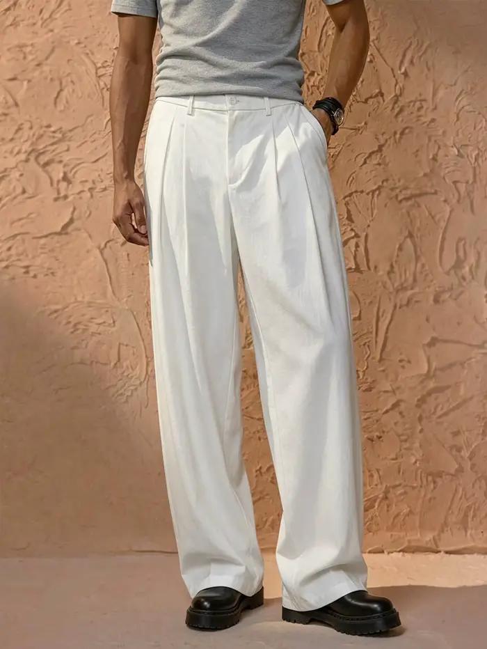 Pantalon de costume droit taille haute italien pour homme style décontracté et élégant polyester élasthanne adapté aux saisons printemps été bureau occaions spéciales