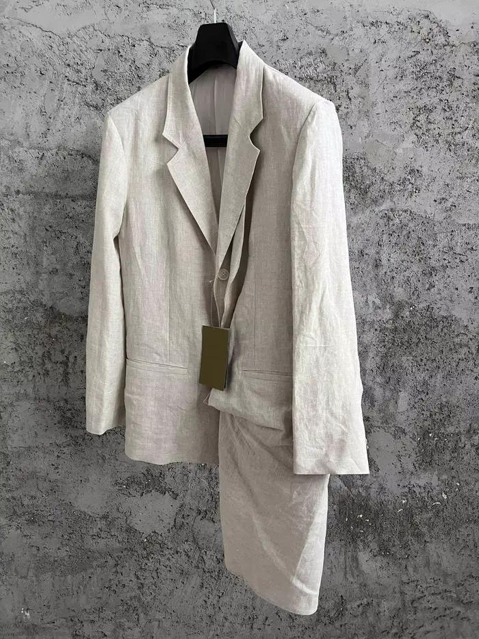 Veste de costume TOP-YAMAMOTO en lin pour hommes style décontracté élégant banquet quatre saisons ouverture frontale irrégulière double col