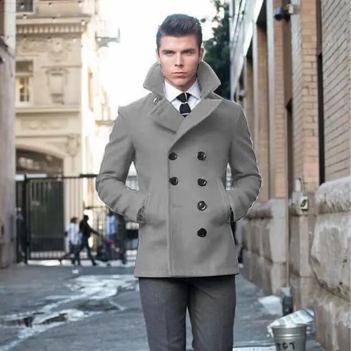 Manteau homme élégant en polyester avec double boutonnage pour mariés et occasions spéciales