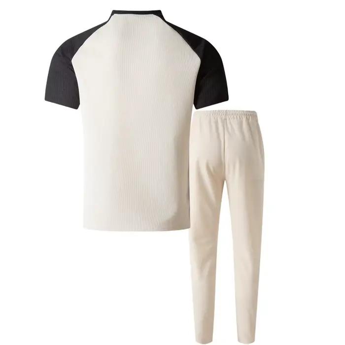 Costume pour hommes Europe et états-unis 2025 été couleur match décontracté col rond manches courtes