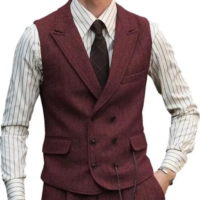 Gilet d'affaires en cuir suédé pour homme