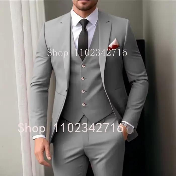 2025 costumes de mariage formels rose poussiéreux pour hommes coupe ajustée simple boutonnage élégant costume masculin de haute qualité 3 pièces veste pantalon gilet