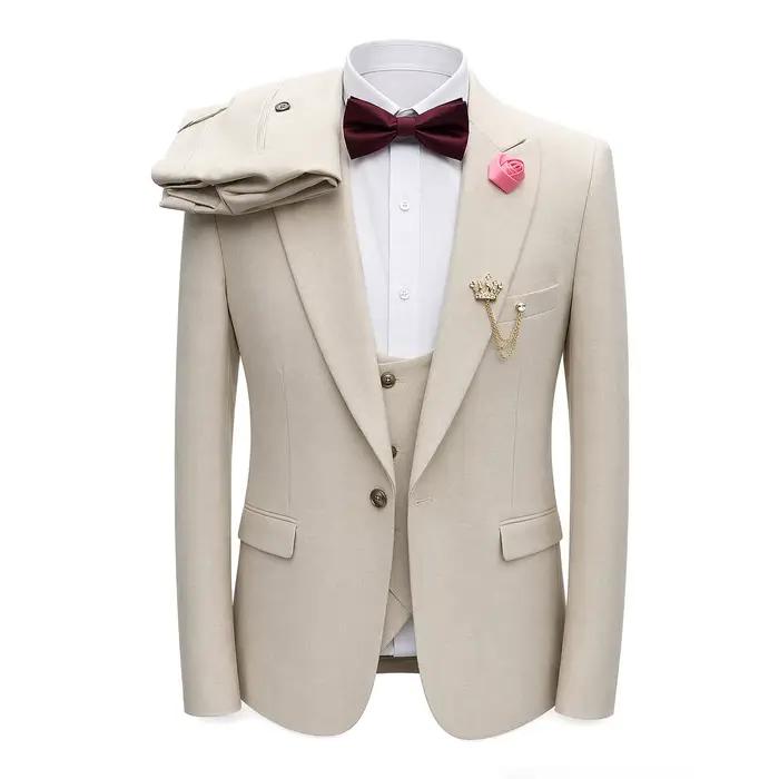 Ensemble de costume élégant décontracté 3 pièces pour homme