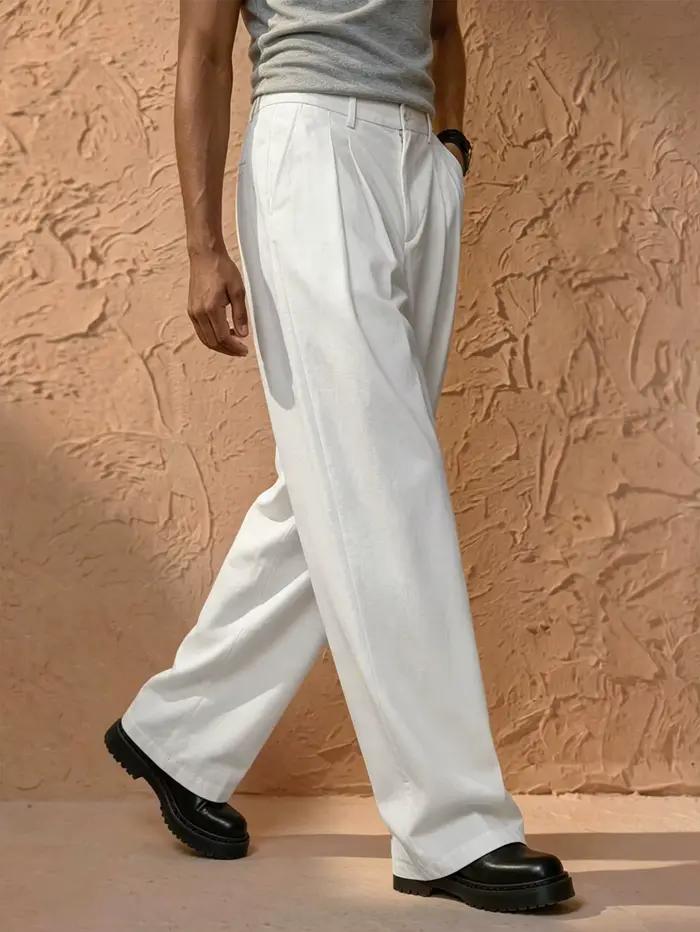 Pantalon de costume droit taille haute italien pour homme style décontracté et élégant polyester élasthanne adapté aux saisons printemps été bureau occaions spéciales