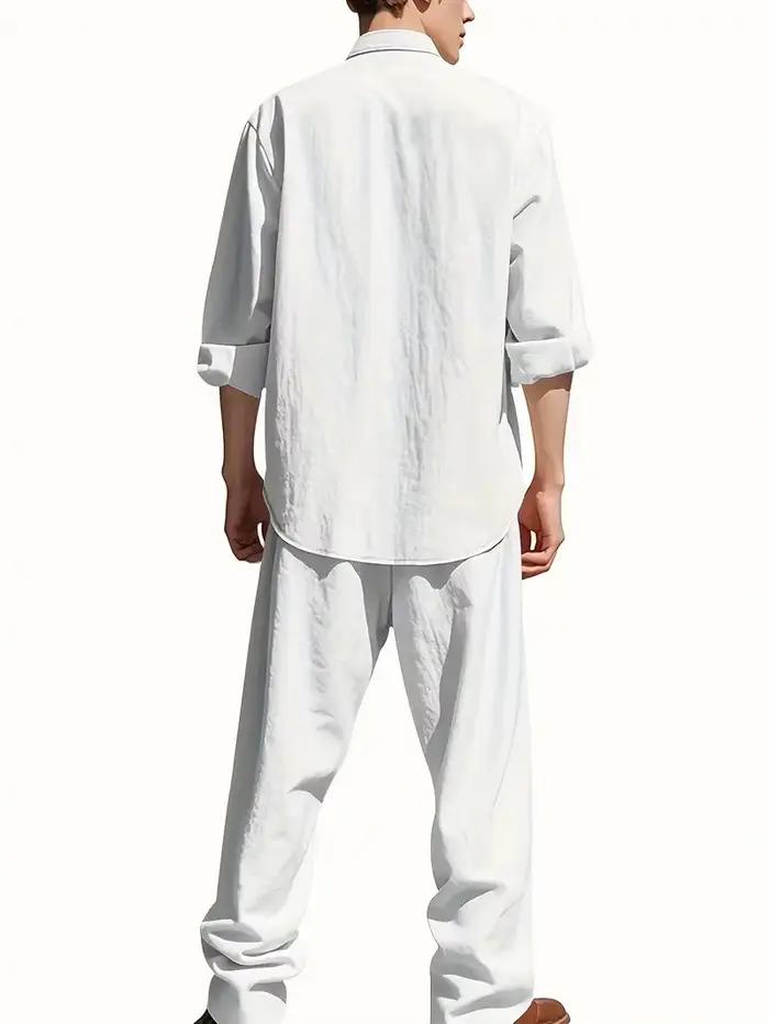 Ensemble de costume en lin blanc pour homme
