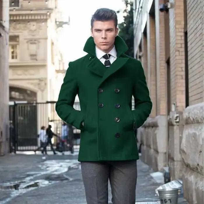 Manteau homme élégant en polyester avec double boutonnage pour mariés et occasions spéciales
