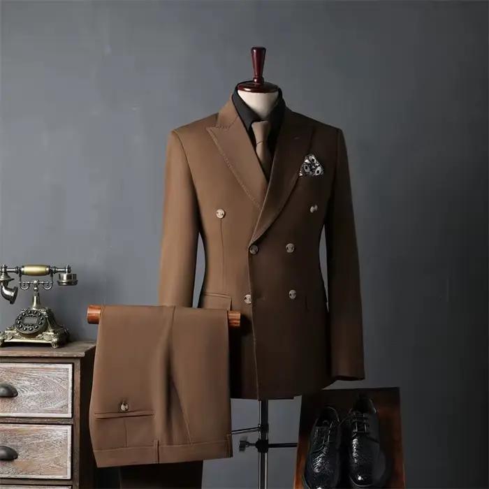Ensemble de costumes classiques pour hommes d'affaires en polyester et viscose pour mariages et cérémonies formelles