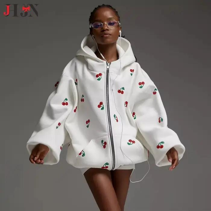 JHJN – veste à capuche imprimée cerise pour femme