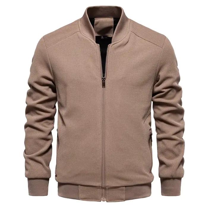 Veste d'hiver homme robuste à col montant pour randonnée et protection extérieure en polyester décontracté
