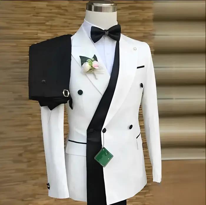 Costume de mariage sur mesure élégant en coton polyester pour hommes, nouveau design, coupe cintrée, pour mariages et occasions spéciales