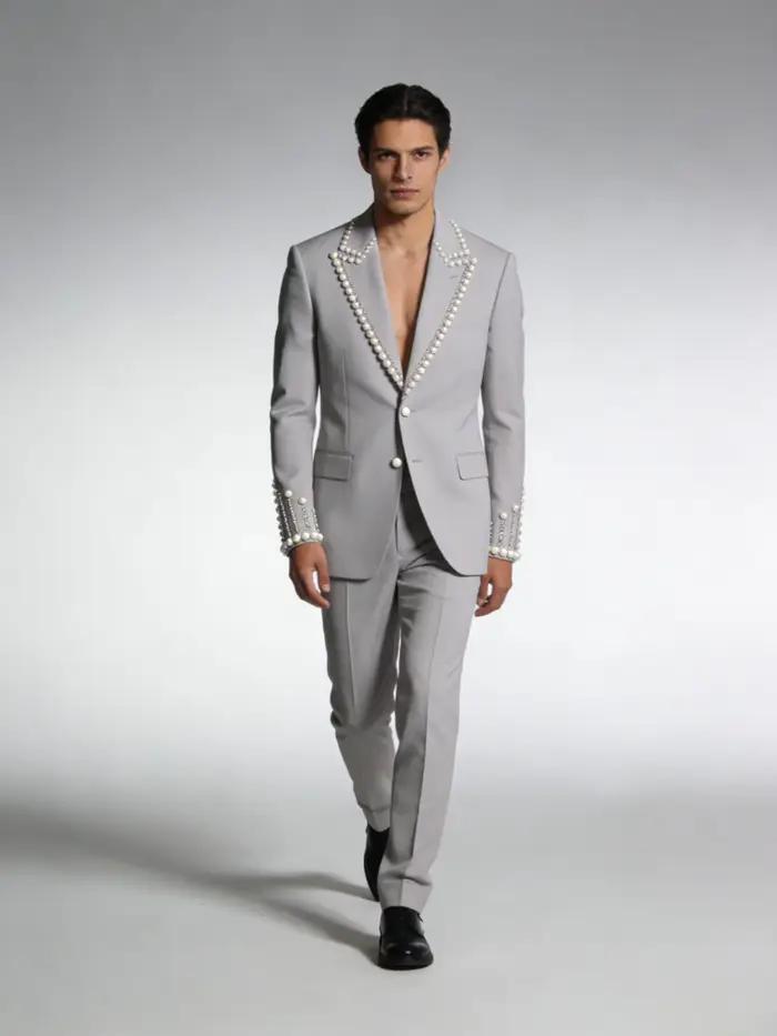 Ensemble de costumes gris clair pour hommes