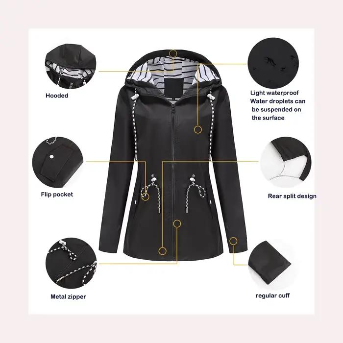 Veste à capuche imperméable bleue pour femmes