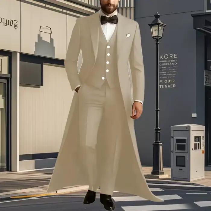 Costume Homme 3 Pièces de Mariage et Cérémonie : Veste Longue