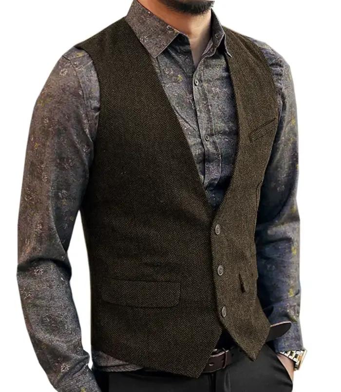 Gilet de costume classique à col en V profond