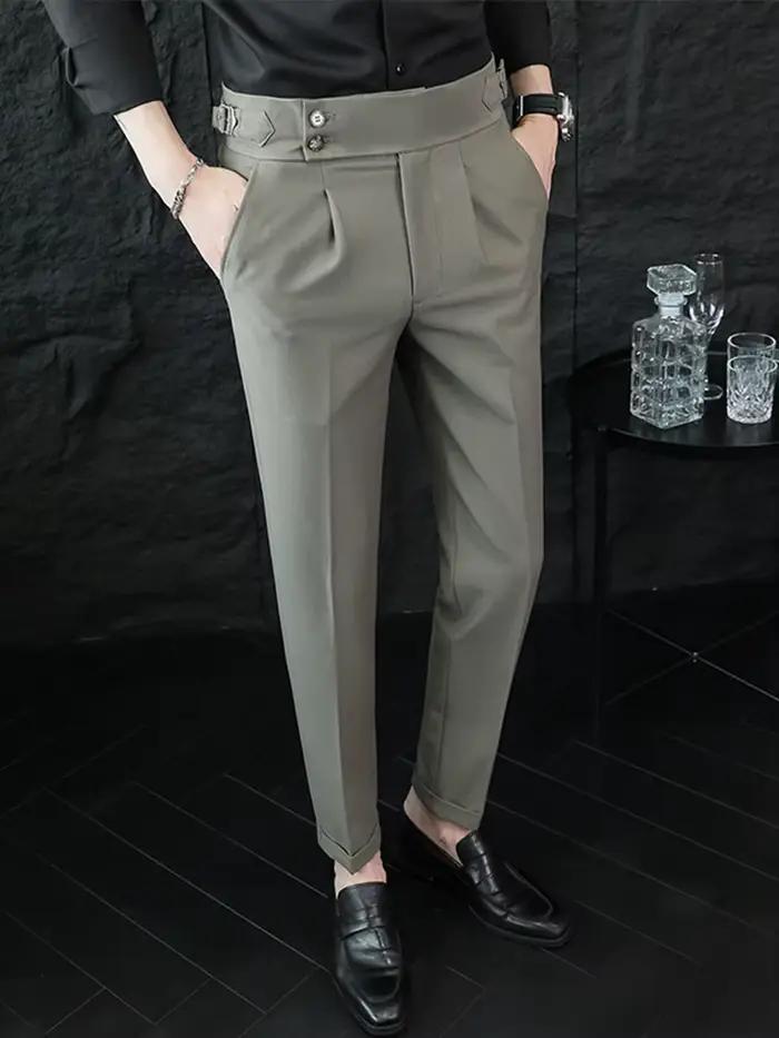 Pantalon de costume homme italien haute qualité, coupe cintrée, décontracté et élégant pour bureau et mariages sociaux