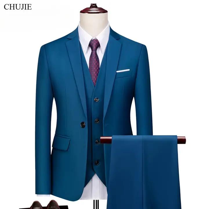 Costumes pour hommes 3 pièces ensemble élégant mariage mode classique vestes complètes gilet pantalon Blazers tenue 2025 Costume formel