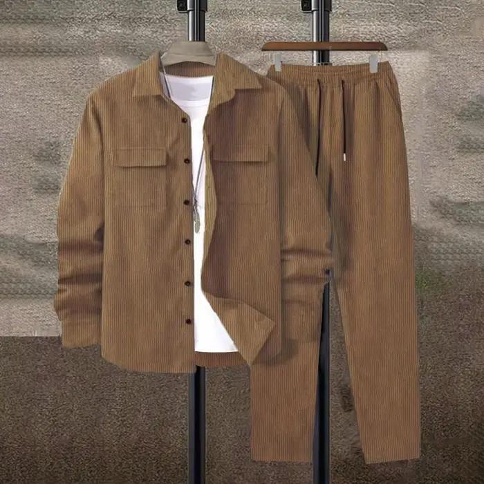 Costume en velours côtelé monochrome pour homme