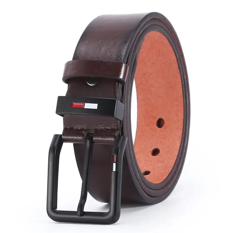 Ceinture carrée en alliage de cuir PU pour hommes, broche, noir, café, marron, environnement de tail