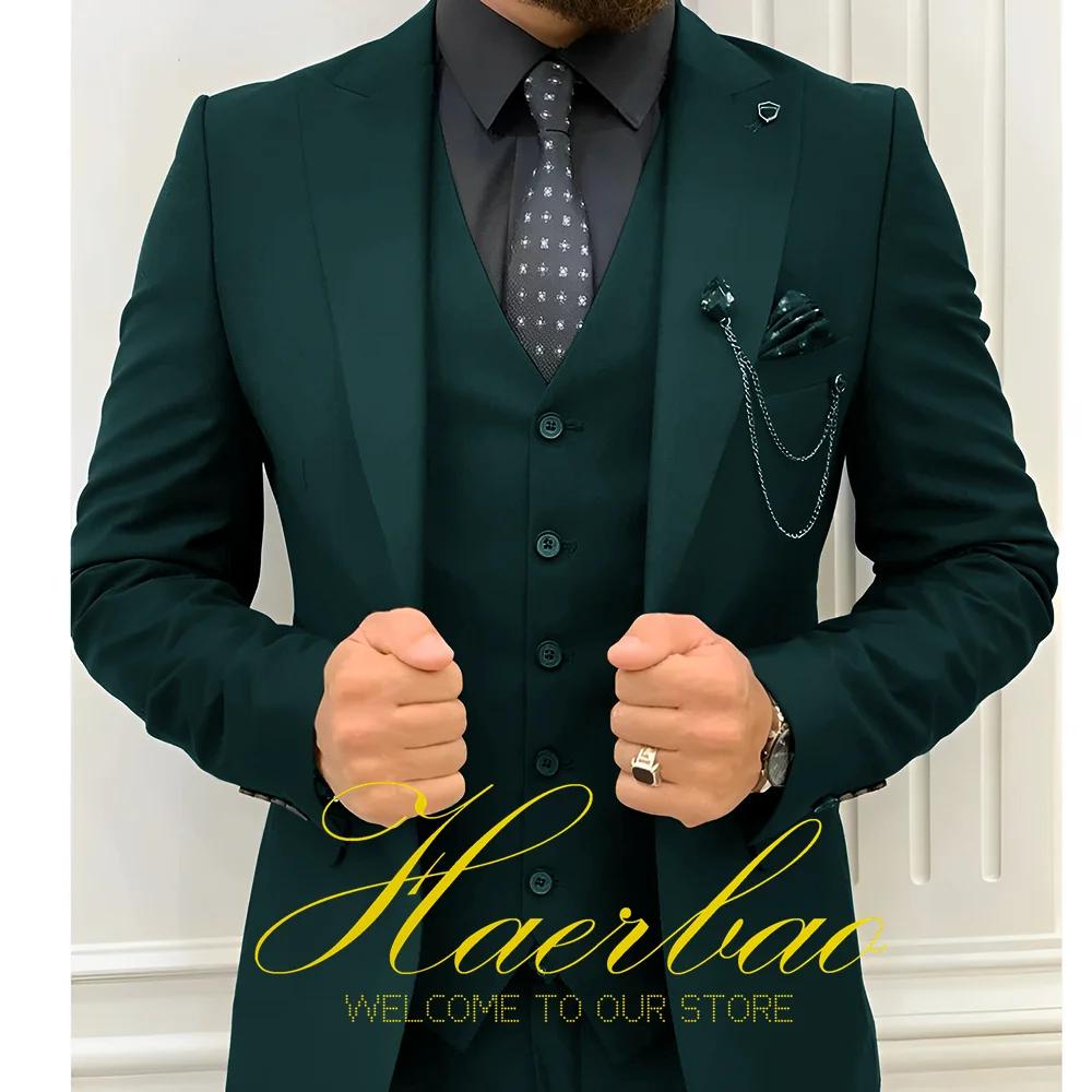 Smokings de Mariage pour Homme, Blazer Personnalisé 3 Pièces, Veste et Pantalon Vert Foncé