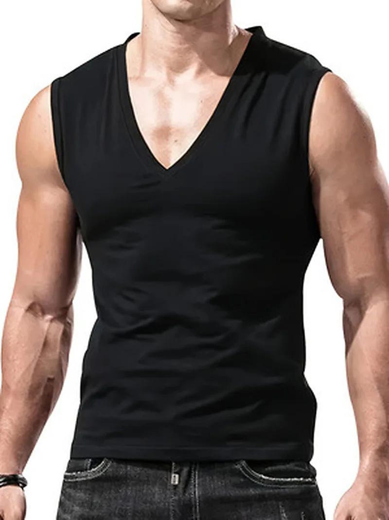 Gilet sans manches à col en V pour homme, pour amincir et développer les muscles, à porter au quotid