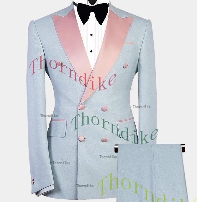 Thonndike – costume 3 pièces bleu marine pour homme, veste + pantalon + gilet, Slim, sur mesure, nou