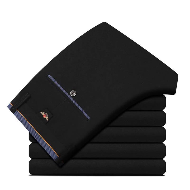 Pantalon d'Affaires pour Homme, Long, Fin, Formel, Couleur Unie, Droit, Baggy, Bureau, Été, FJDstres