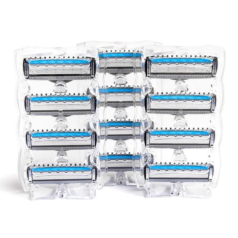 Qraser-rasoir pour hommes, rasoir manuel série bleue, recharge X5, lame Plus 1 lame de coupe, 12 car