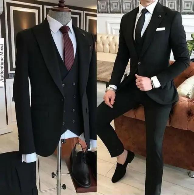 Blazer à Double Boutonnage Bordeaux pour Homme, Coupe Cintrée, 3 Pièces, pour Mariage, Marié, Bal, 2