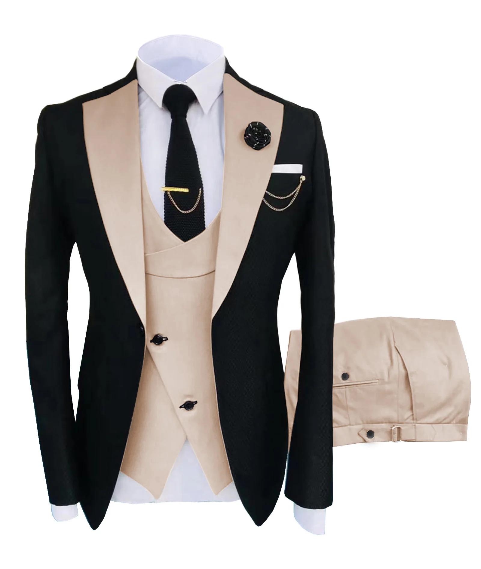 Costume zones Me-Ensemble de smoking coupe régulière pour hommes, veste trempée, veste et émail FJD,