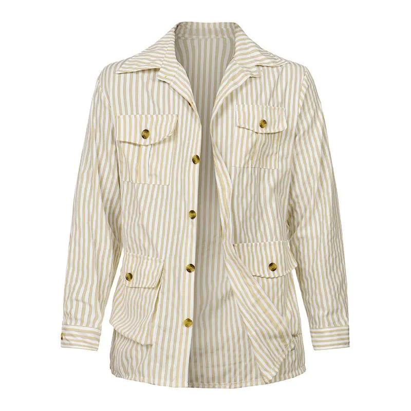 Printemps vêtements hommes léger luxe à manches longues rayé poche chemise décontracté Streetwear ch