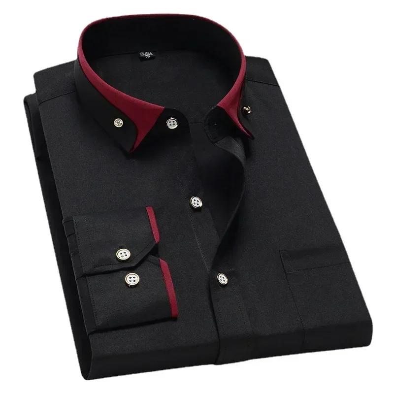 Chemise élastique à manches longues pour hommes, chemise d'affaires décontractée, chemise confortabl