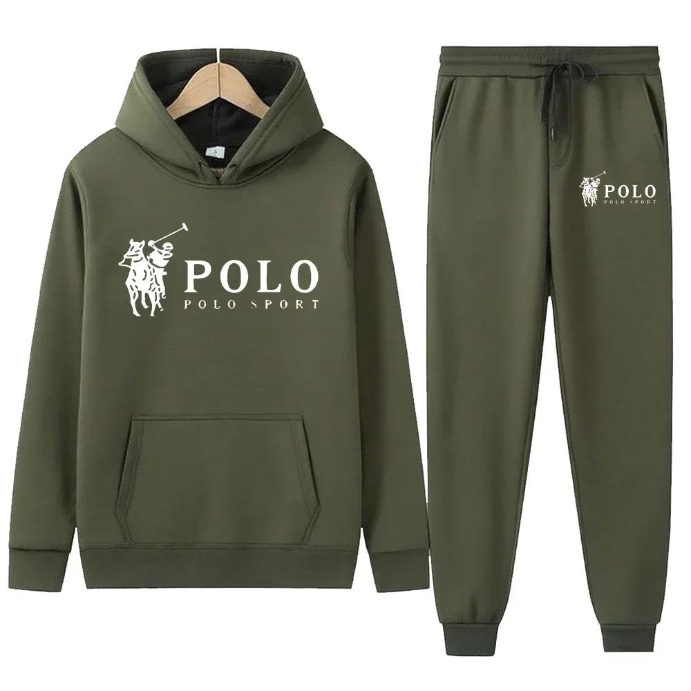 Sweat-shirt à capuche en polaire épais pour homme, tenue de sport décontractée, ensemble deux pièces