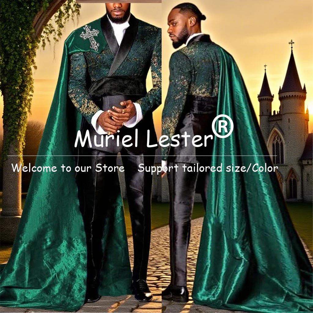 Costumes de mariage pour hommes, blazer de marié à motif Jacquard avec Cape, ensembles 2 pièces pers