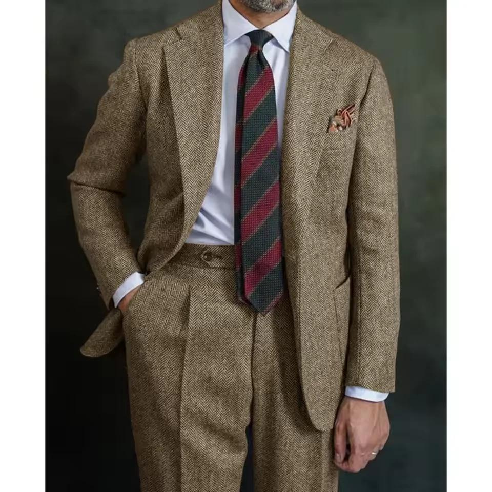 Nouveau costume à chevrons pour hommes costume deux pièces costume élégant pour hommes ensemble pant