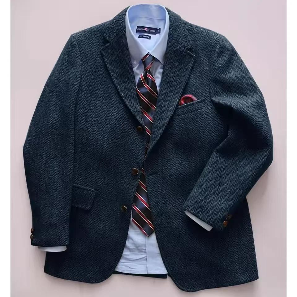 Blazer décontracté à chevrons pour hommes, Slim, simple boutonnage, Design de mode, veste de banlieu